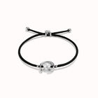 Black cord bracelet with a pearl